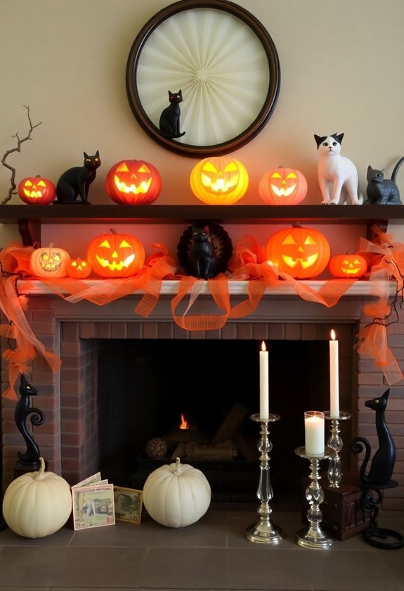 1950s halloween mantel display