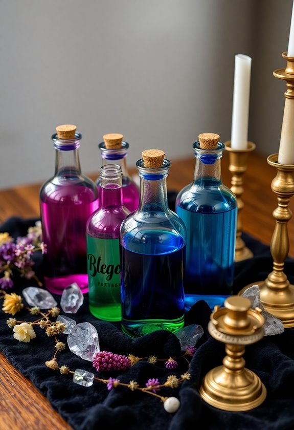 antique potion bottle display