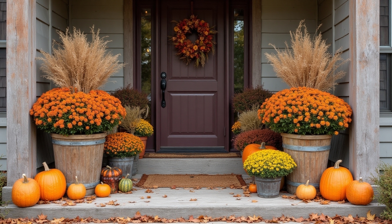 autumn containers with foliage