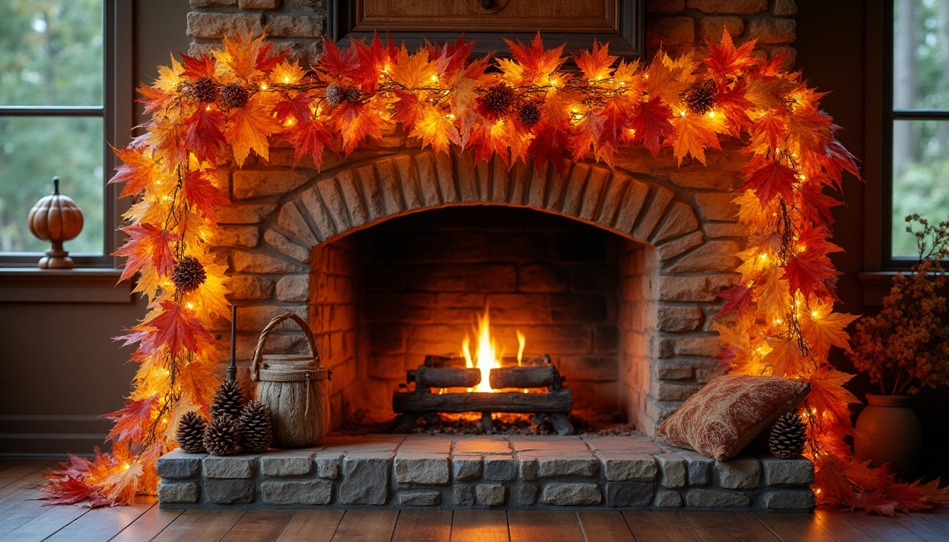 autumn fireplace garland decoration