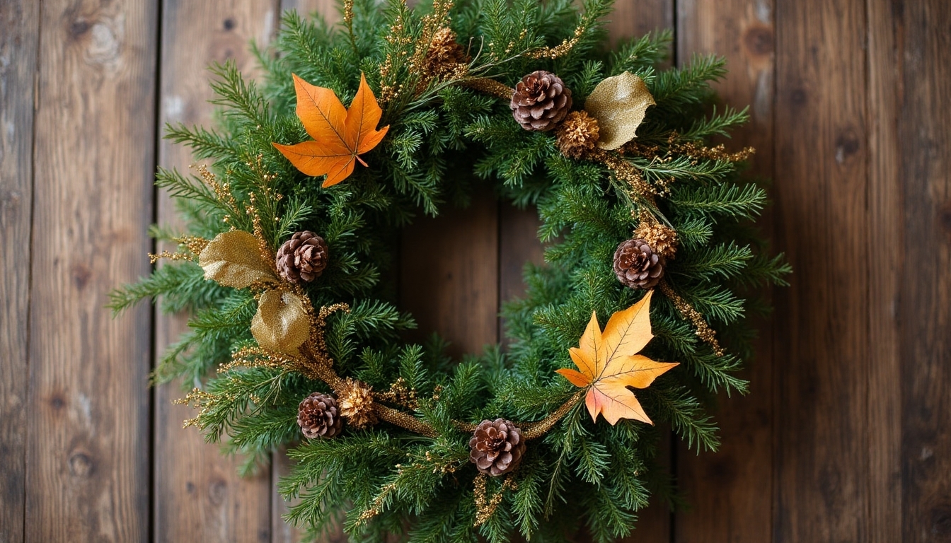 autumn wreaths with gold accents