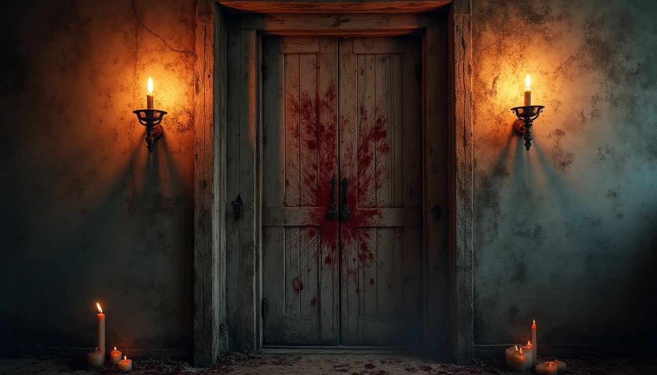 blood stained halloween door decorations