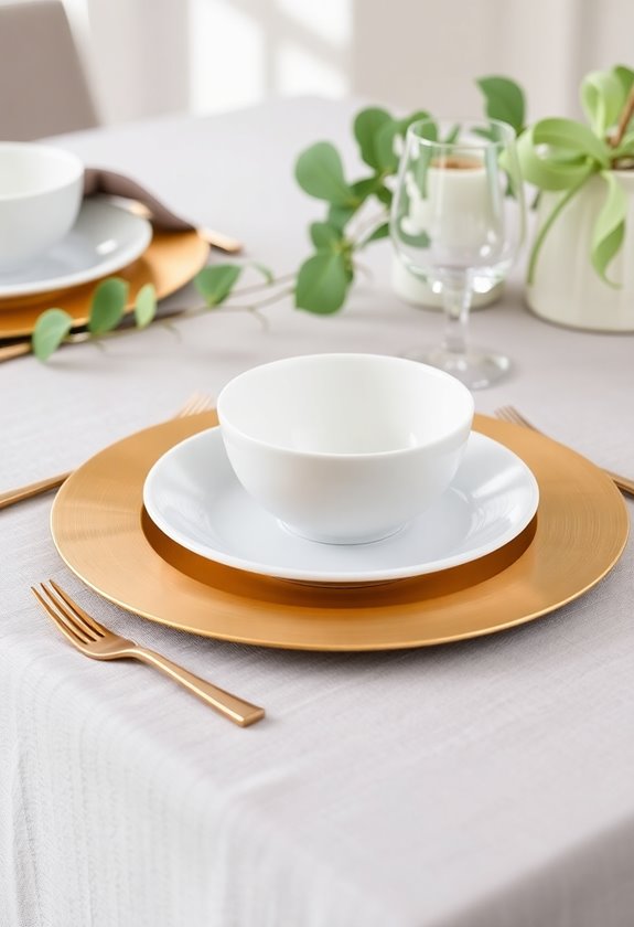 brushed gold chargers elegance