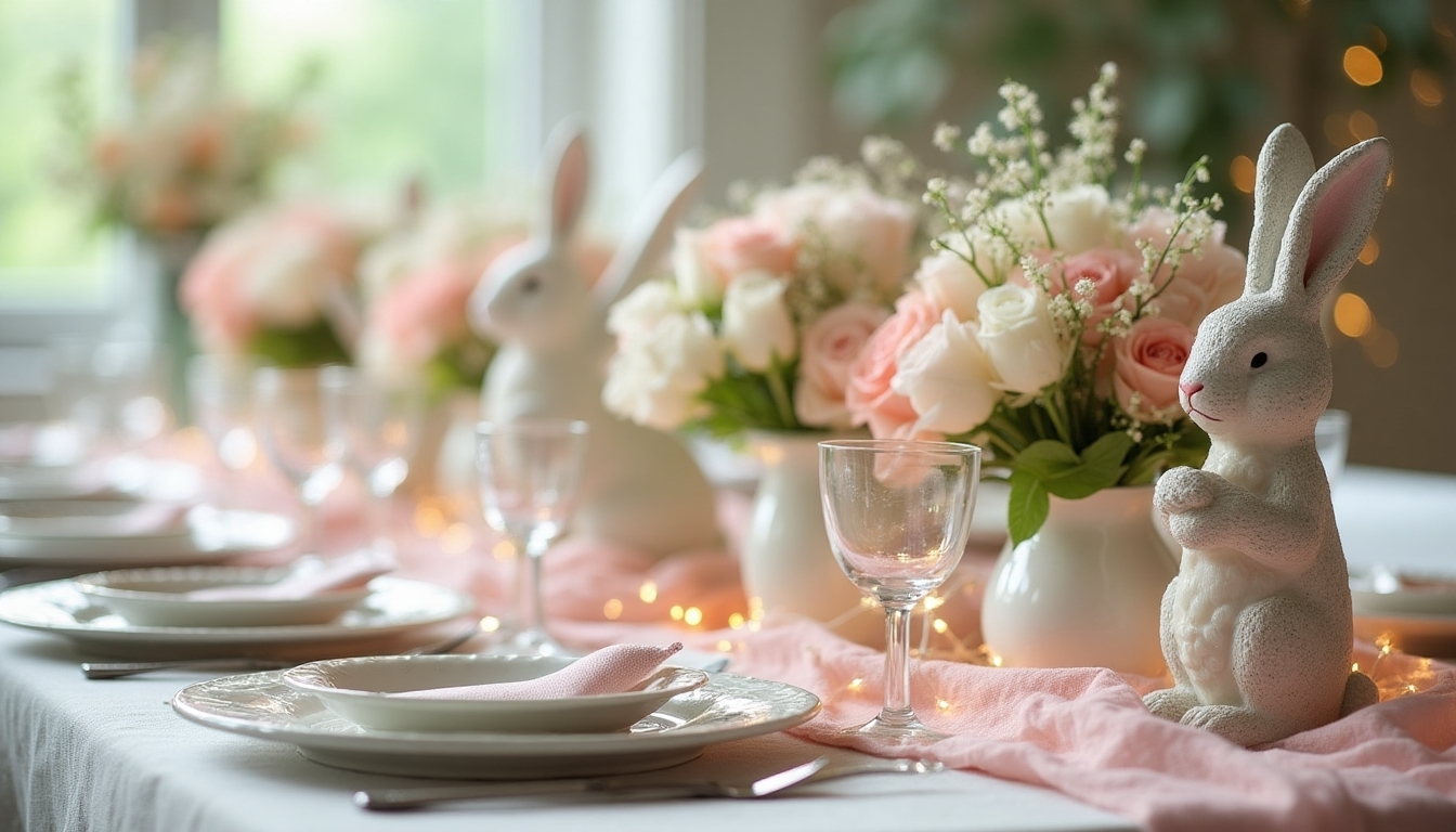 bunny themed elegant table settings