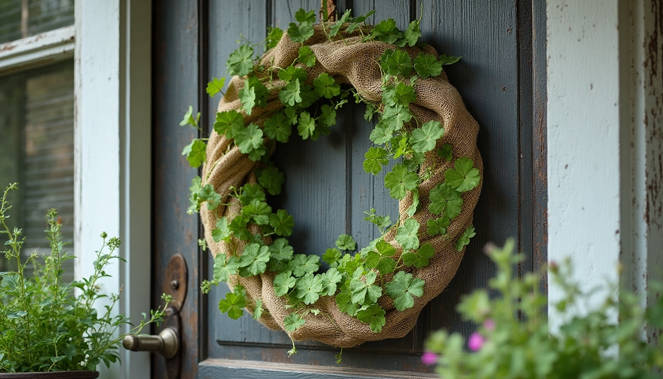 burlap shamrock wreath creation