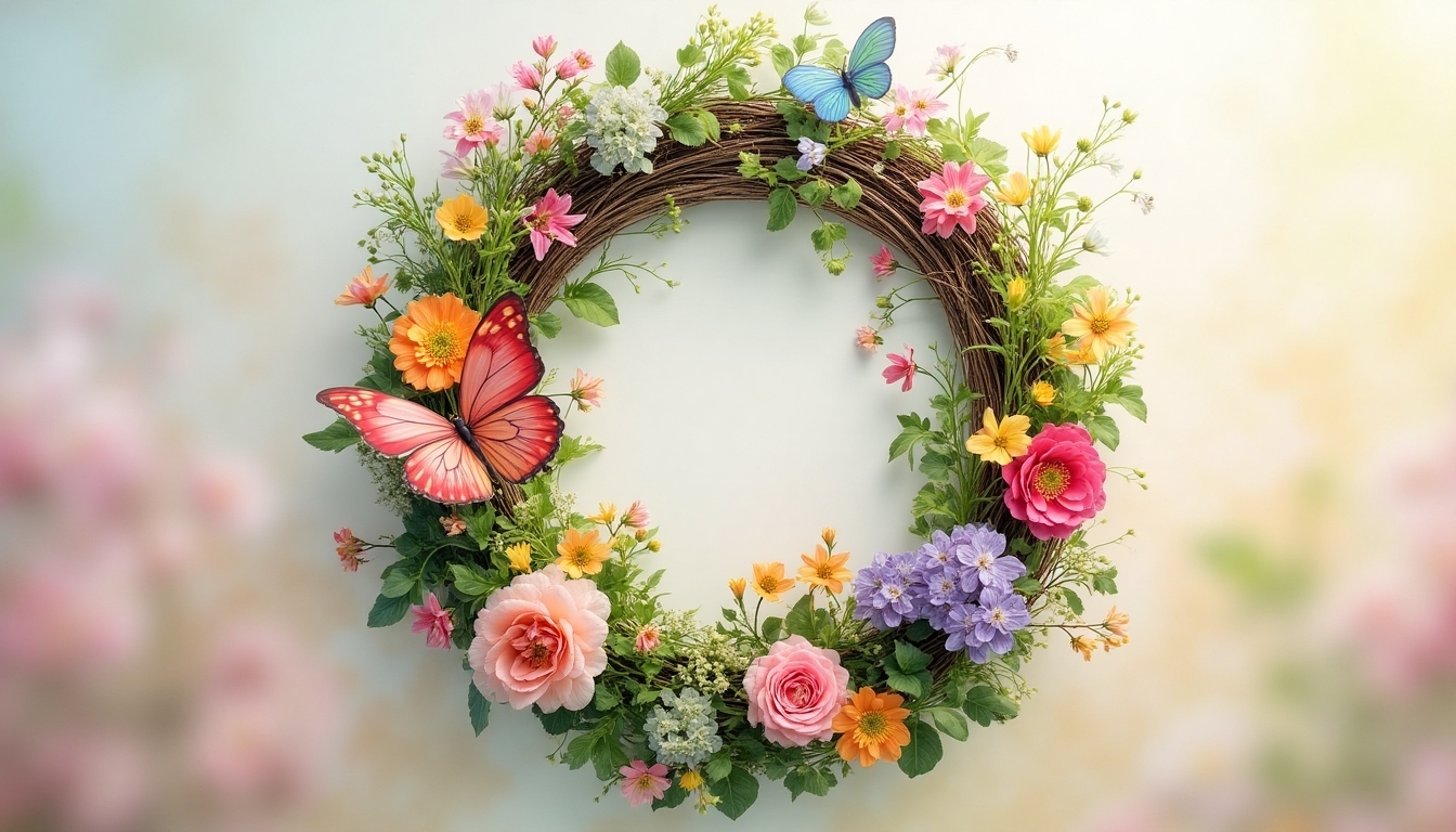 butterfly garden spring wreath