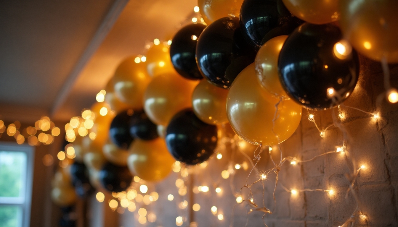 cascading balloon garland installation
