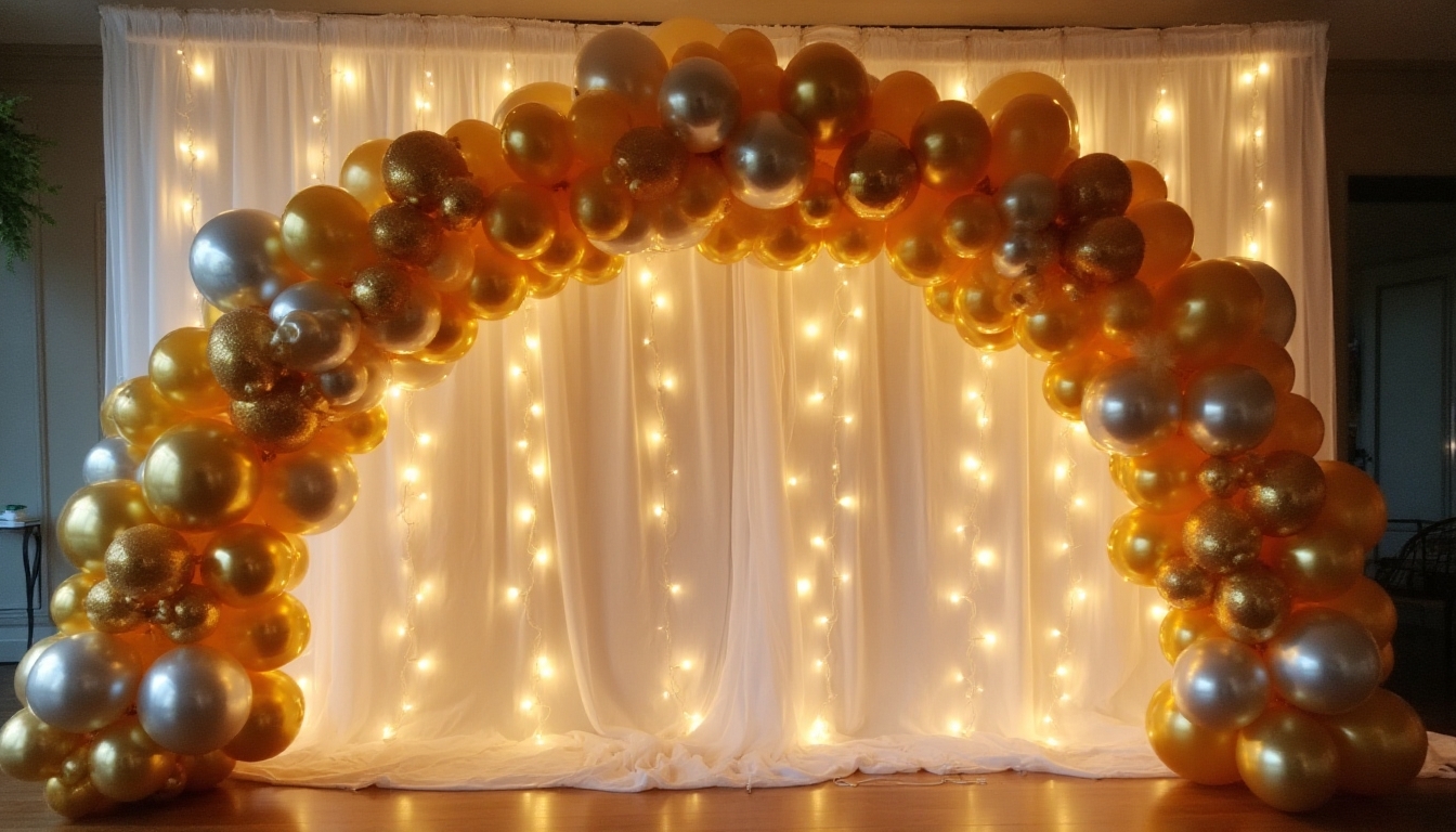 champagne balloon arch decor
