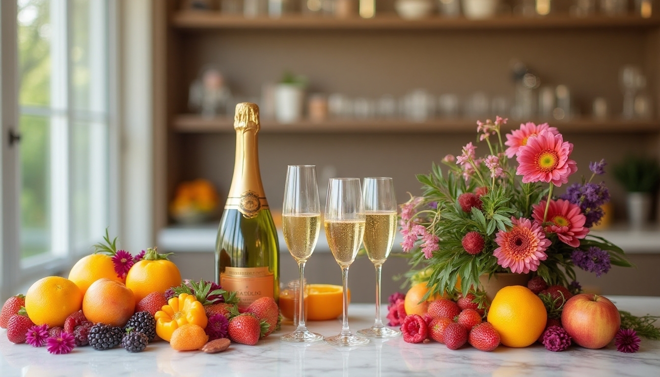 champagne bar garnish station