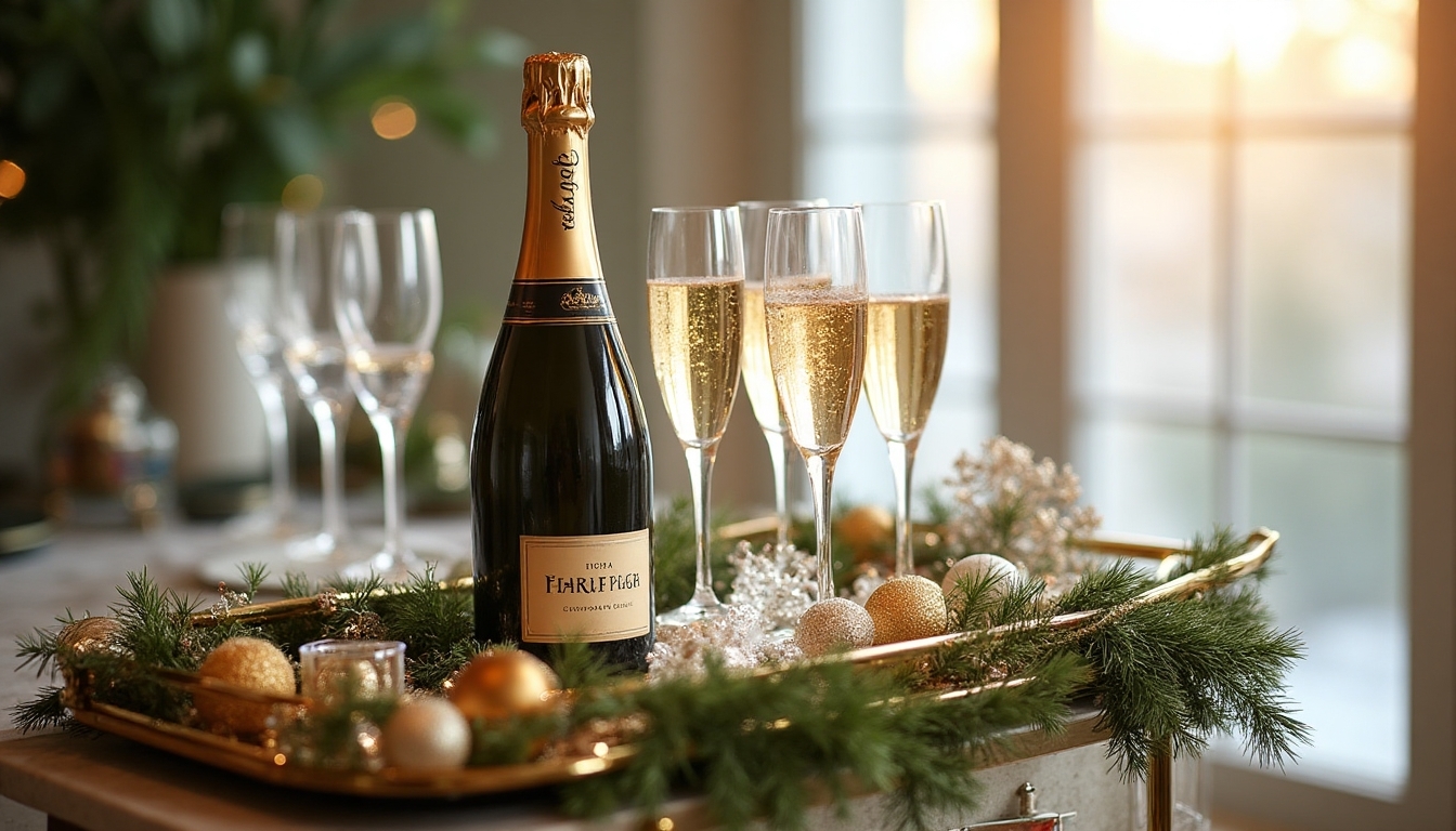 champagne tower and bar cart