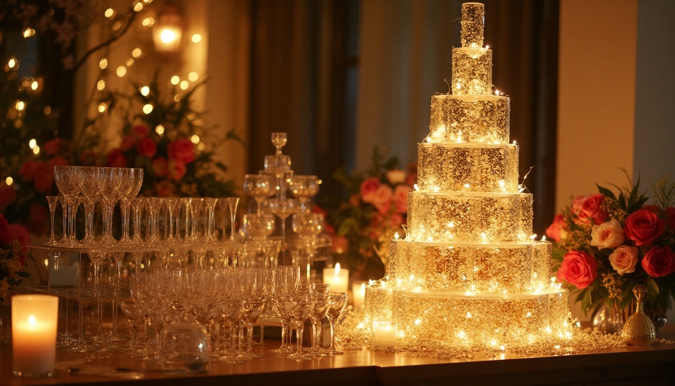 champagne tower display elegance