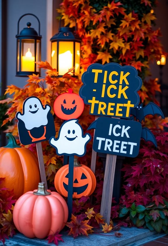 charming halloween trick or treat signs