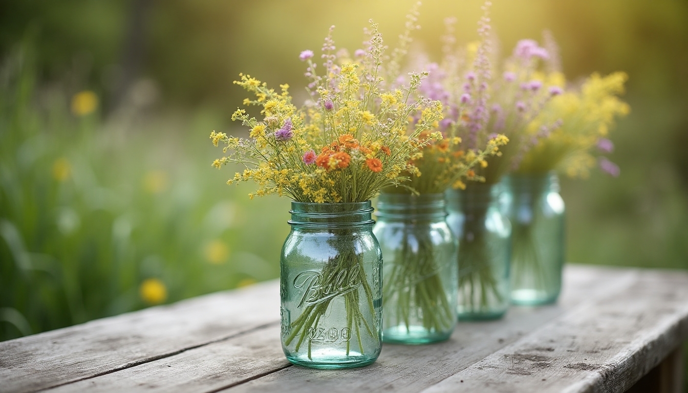 charming rustic floral centerpieces