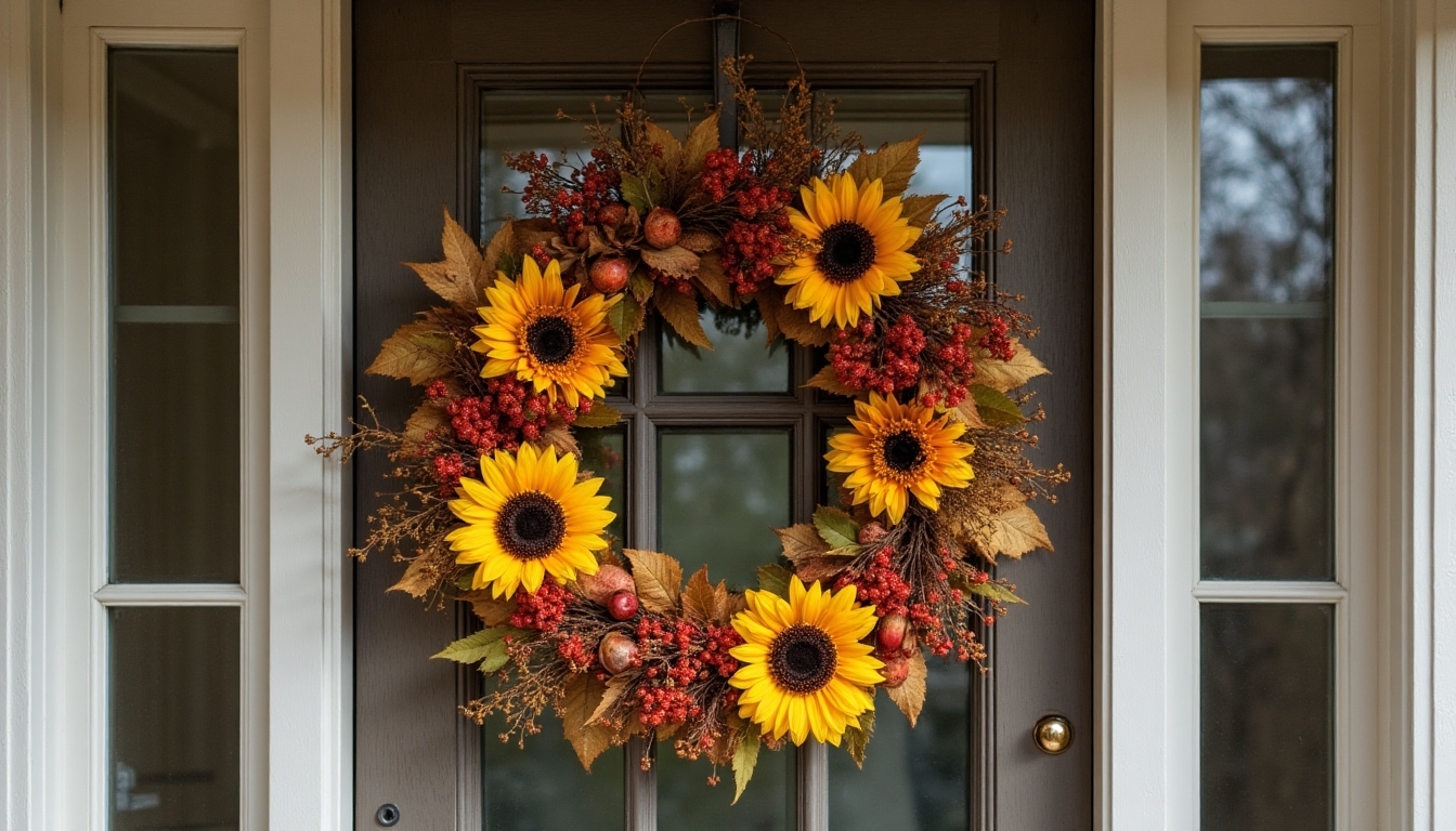 charming rustic sunflower wreath