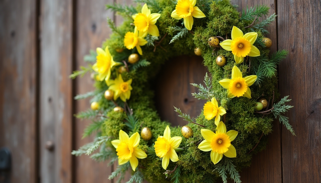 cheerful spring wreath creation