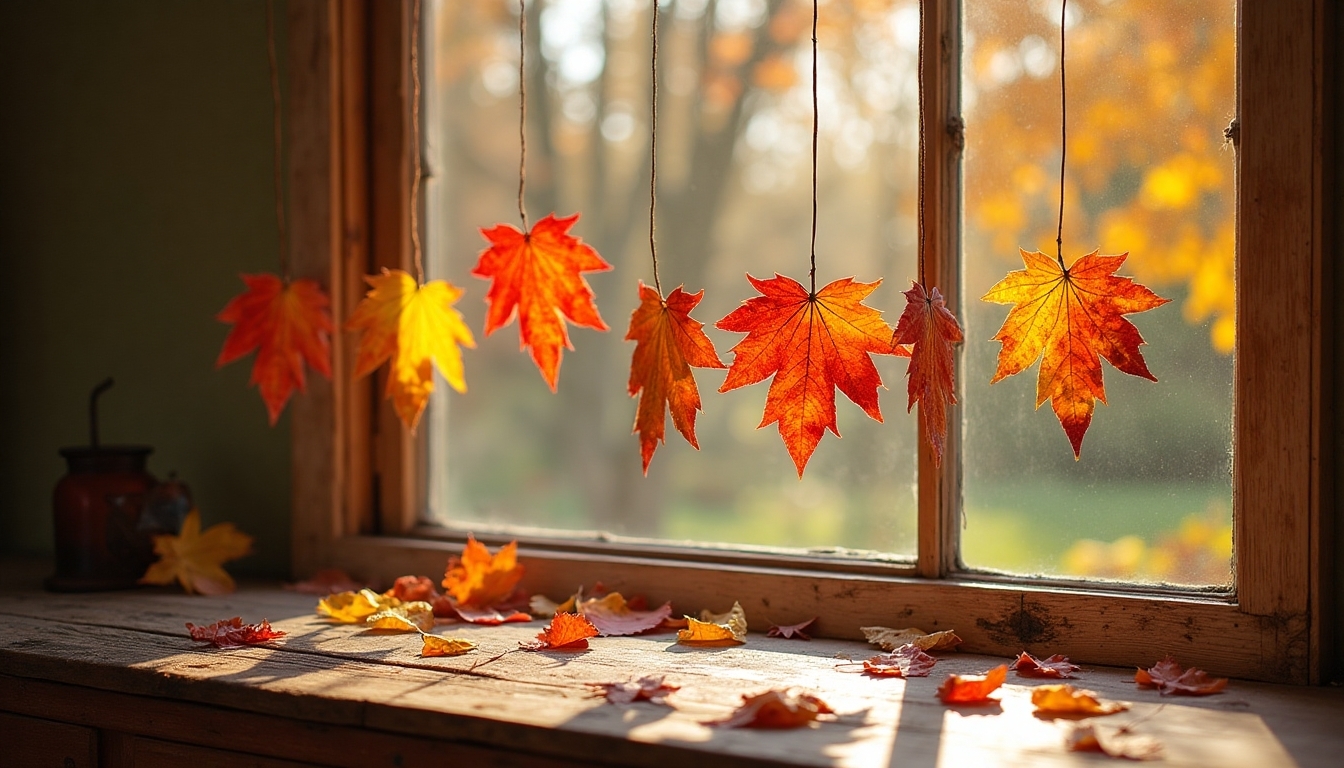 colorful autumn leaf decorations