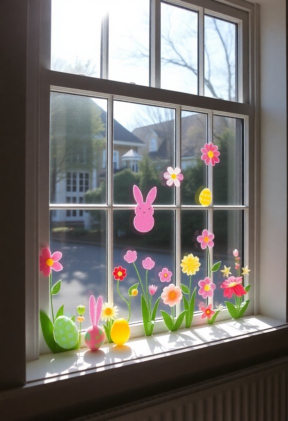 colorful easter window clings