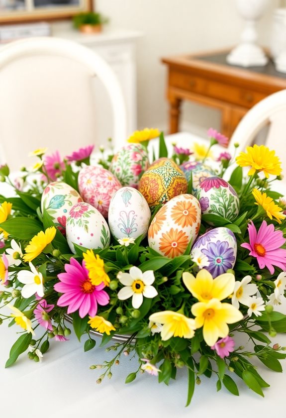 colorful egg centerpiece creation