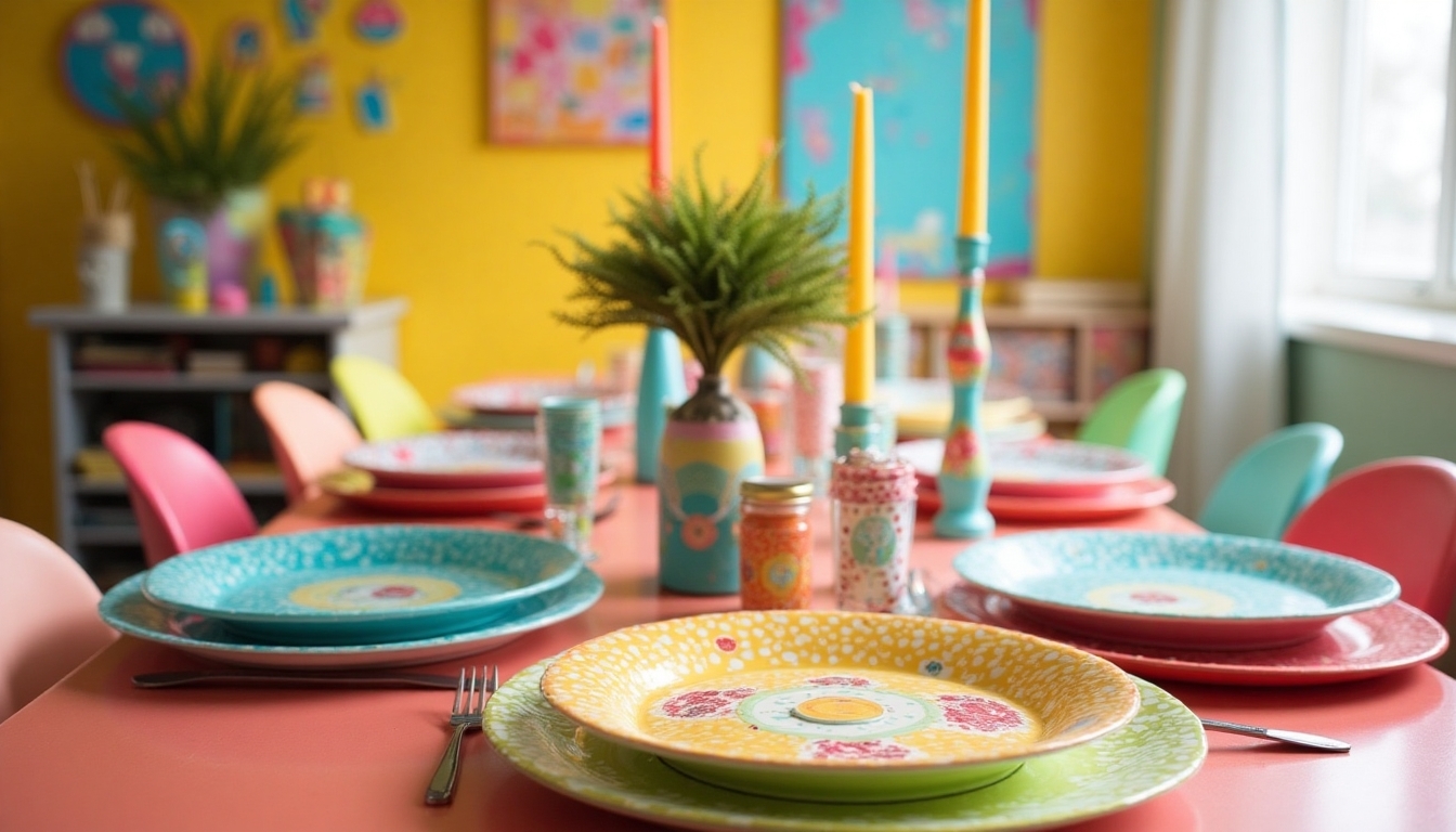 colorful themed table settings