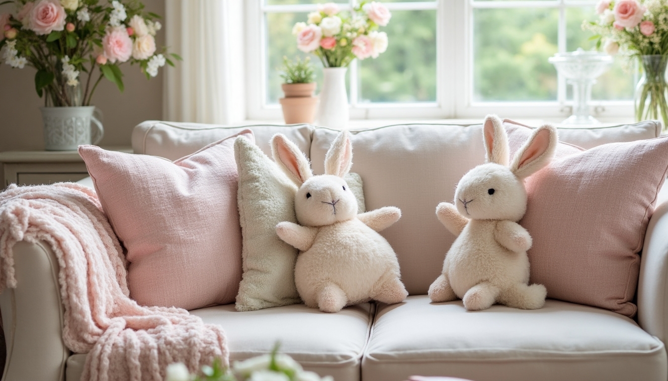 cozy bunny themed home decor