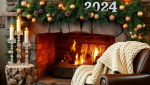 cozy holiday fireplace decor