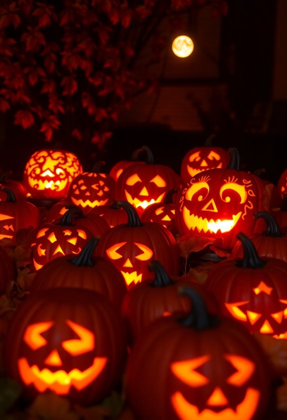 creative glowing pumpkin displays