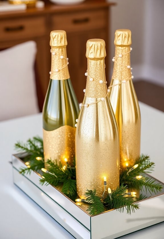dazzling champagne bottle centerpieces