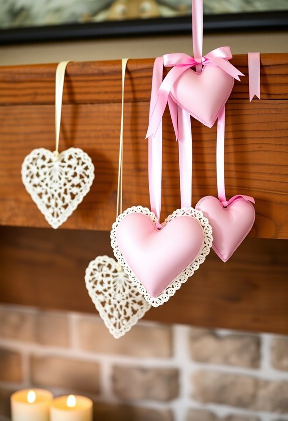 delicate hanging lace hearts