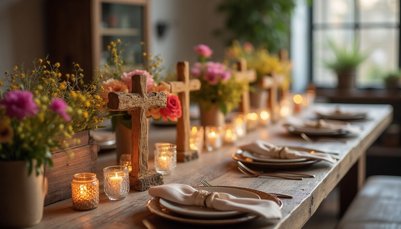 diy easter cross centerpieces