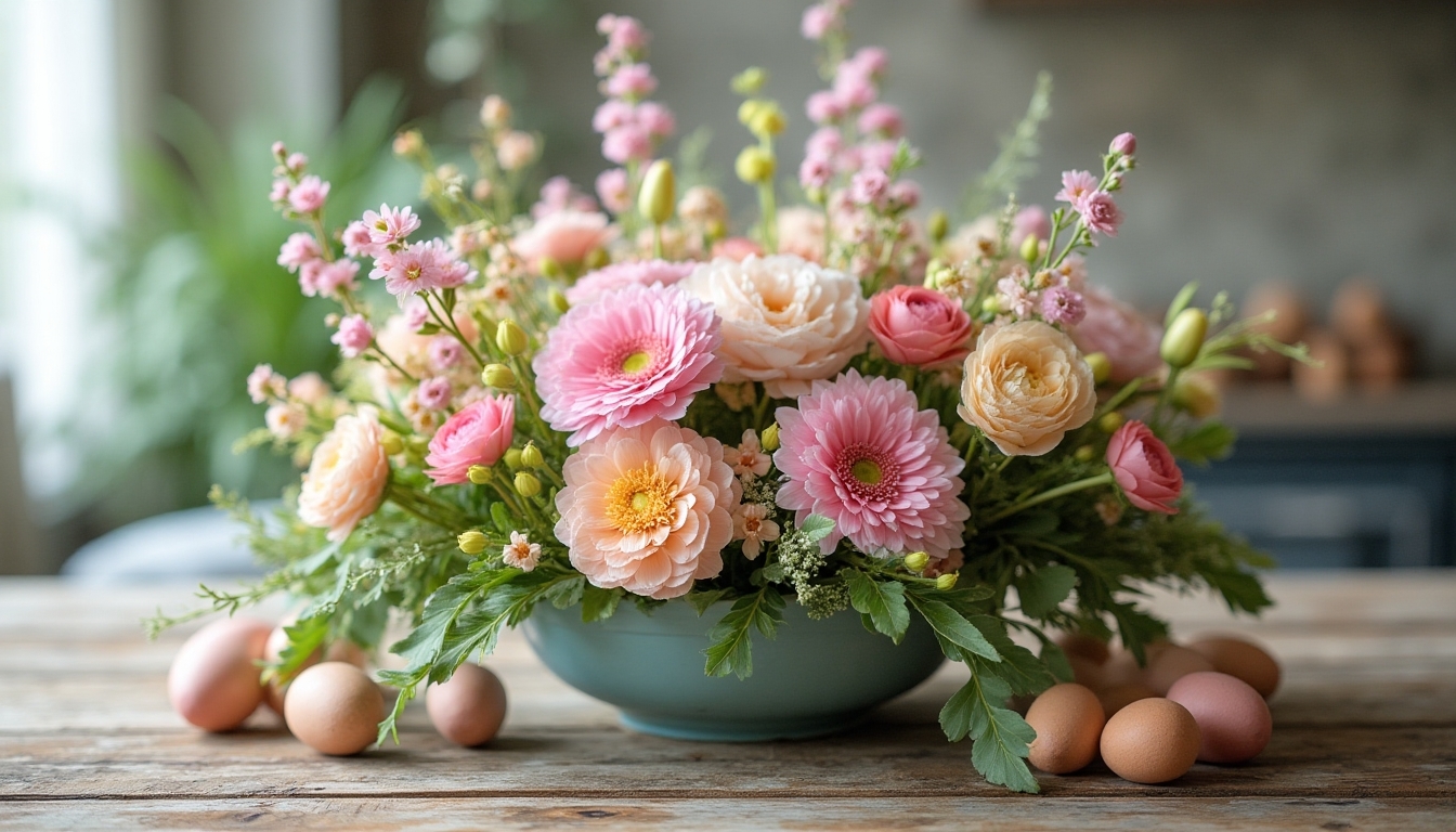 easter centerpiece finishing touches