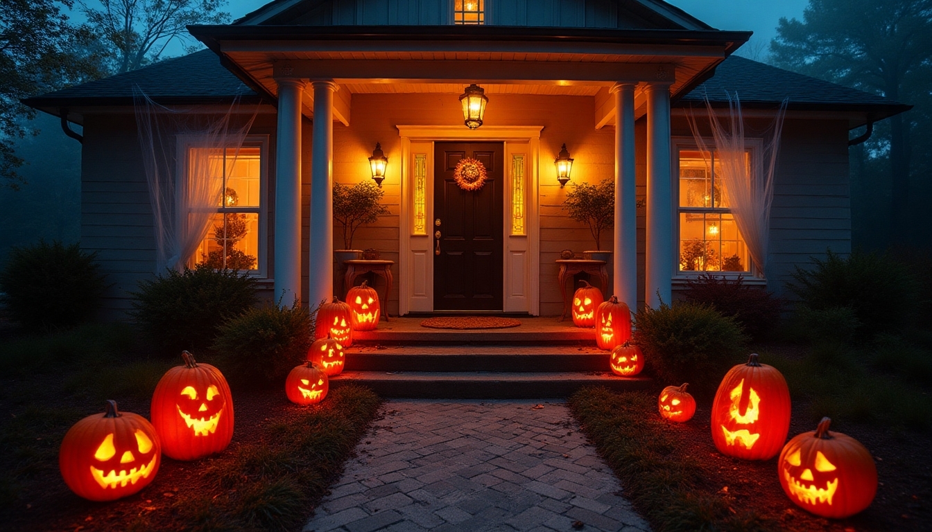 eerie halloween porch lighting