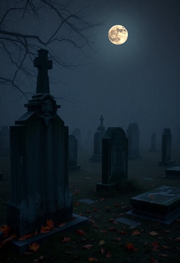 eerie tombstones create atmosphere
