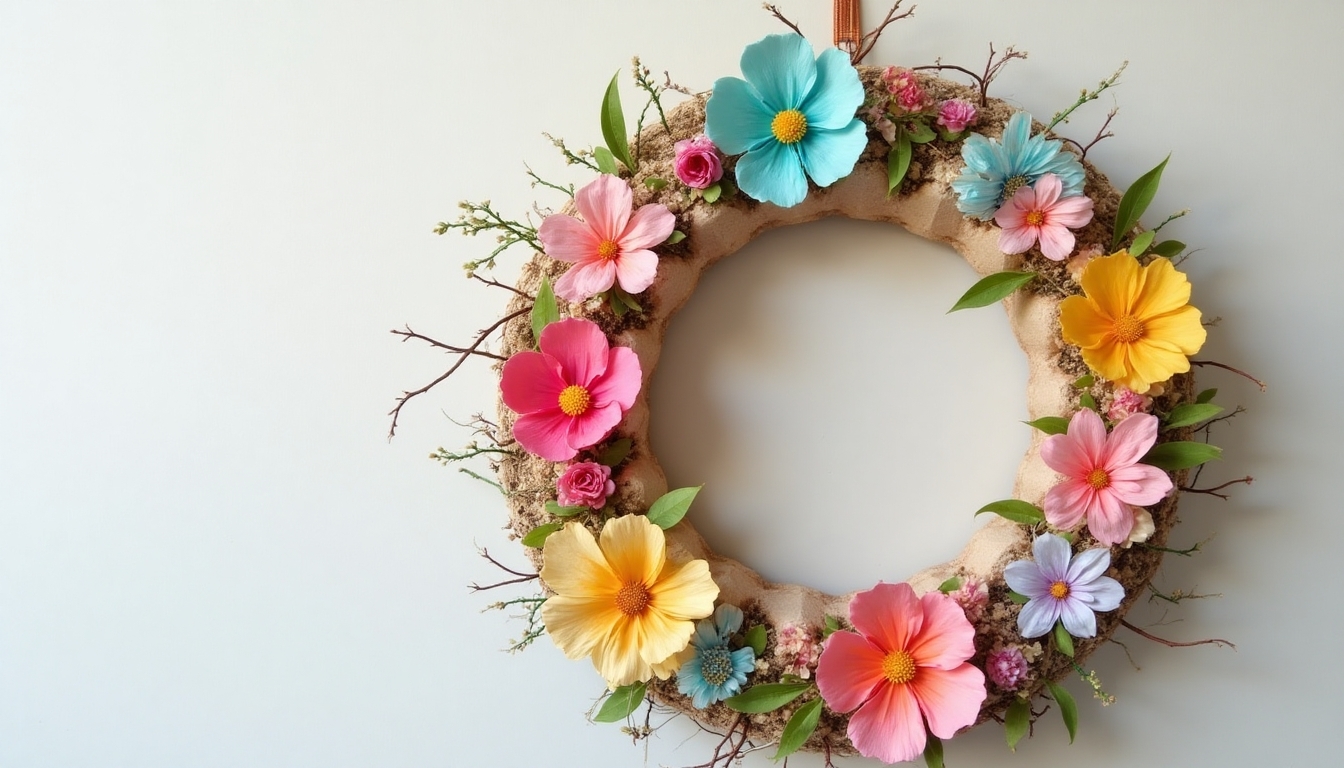 egg carton flower wreath