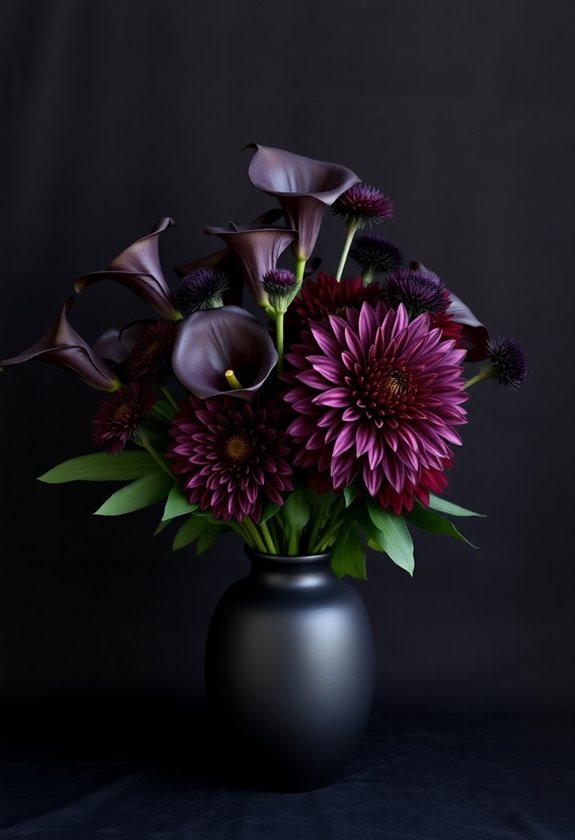 elegant dark floral arrangements