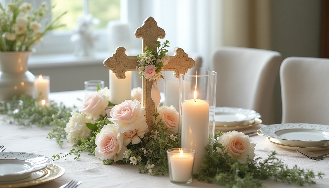 elegant easter cross centerpieces