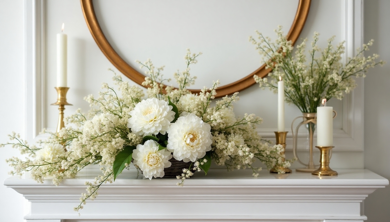 elegant easter mantel display