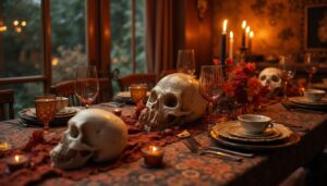 elegant halloween skull displays