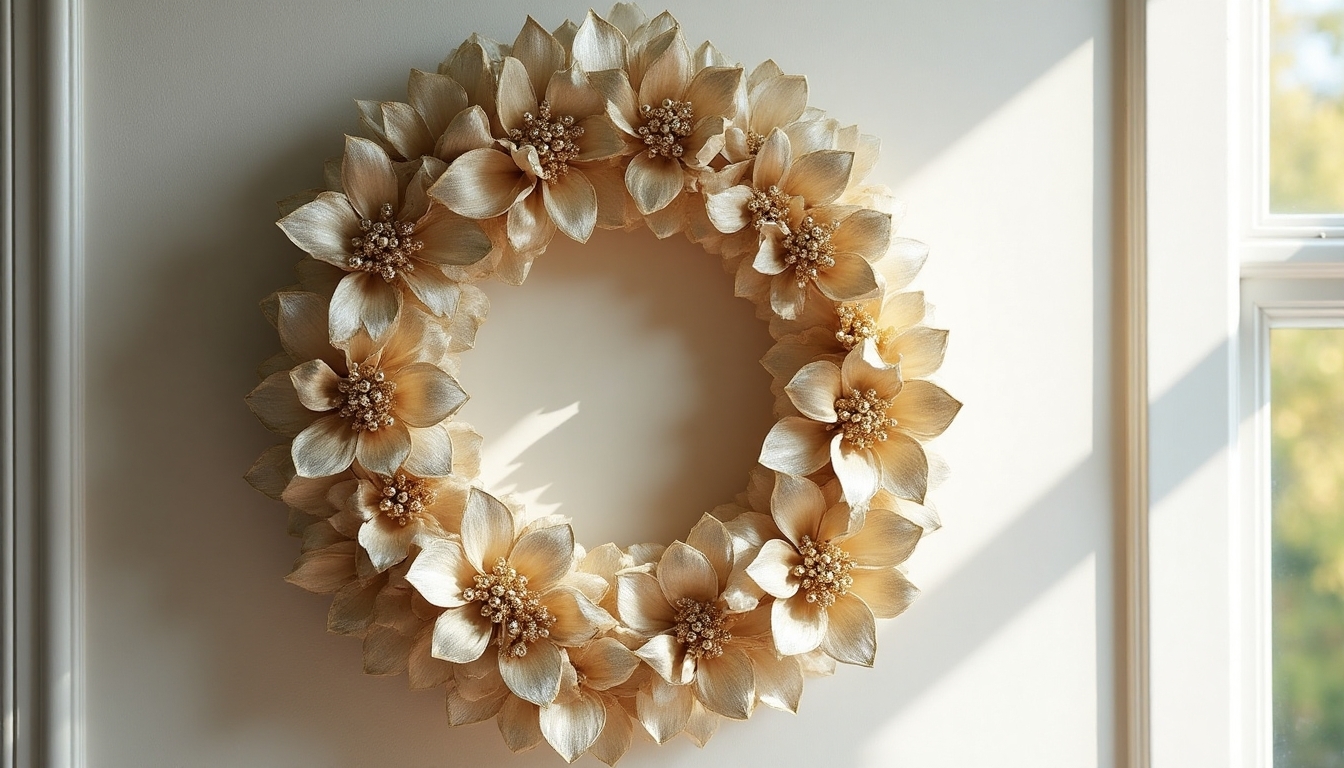 elegant metallic flower wreath