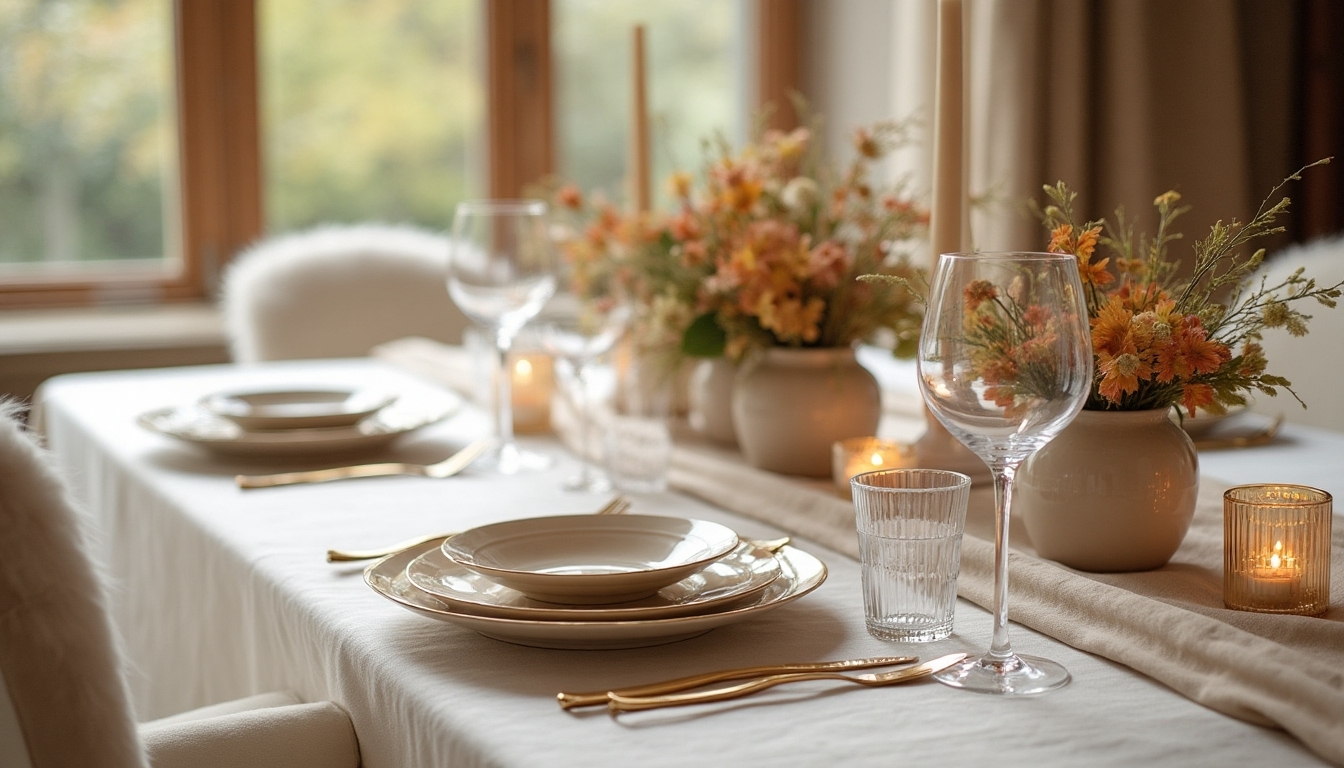 elegant neutral table settings