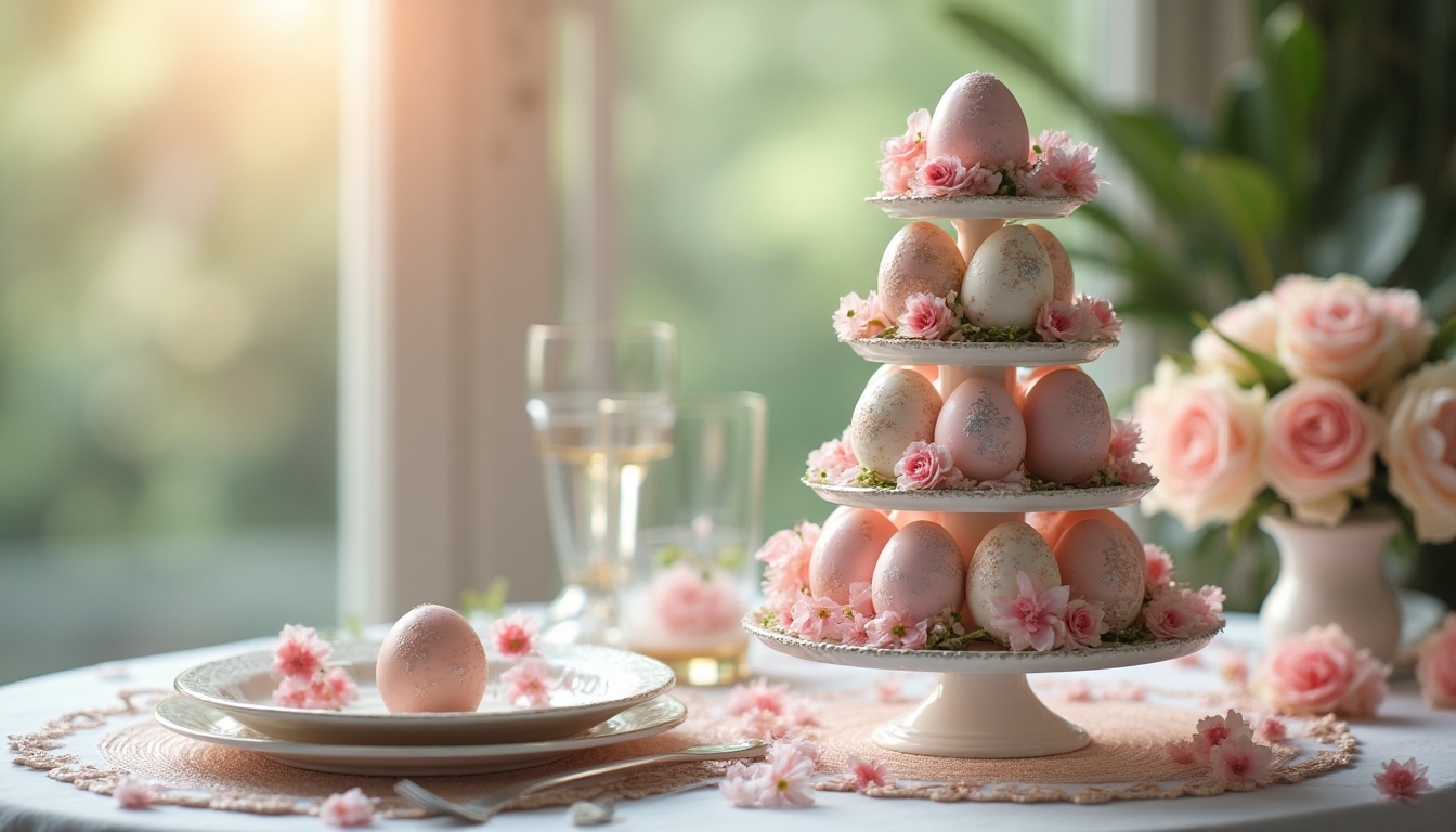 elegant pastel egg tower