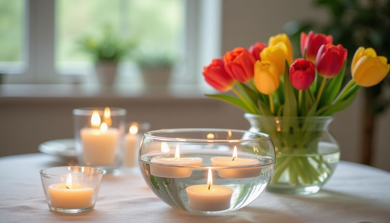 elegant tulips and candles