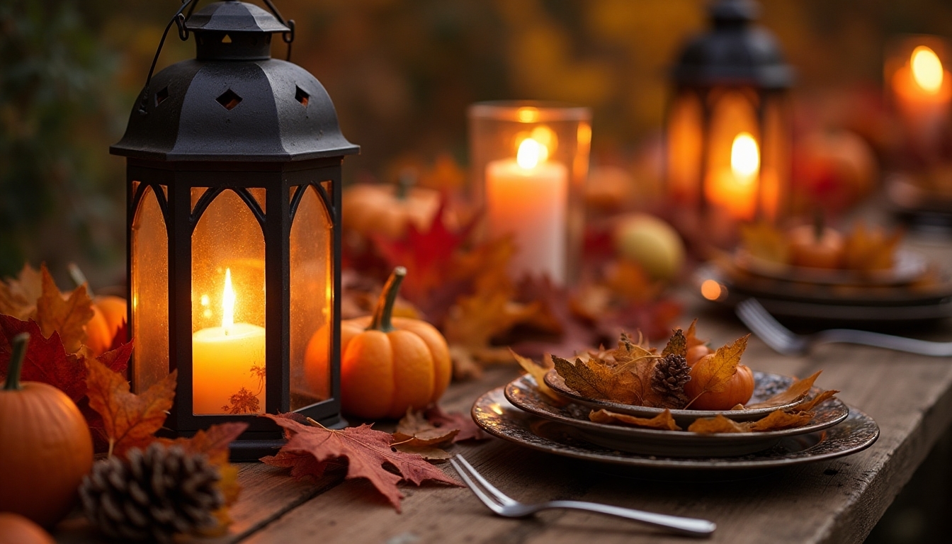 enchanting autumn lantern arrangements