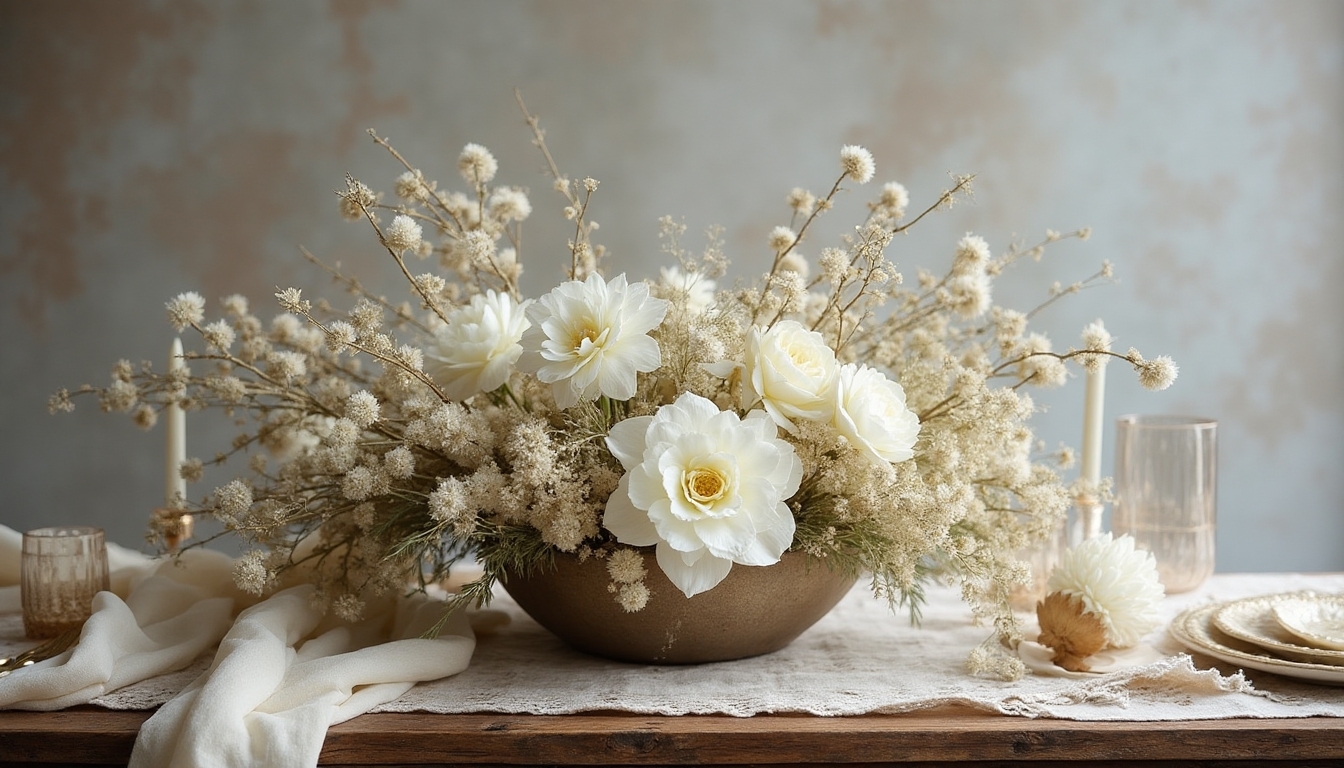 ethereal white floral centerpiece