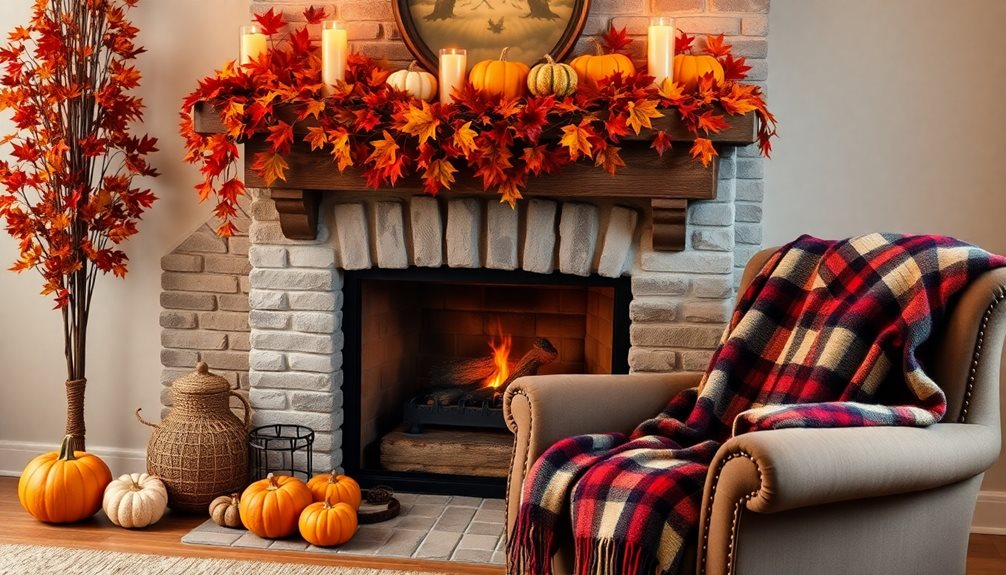 fall fireplace decoration ideas