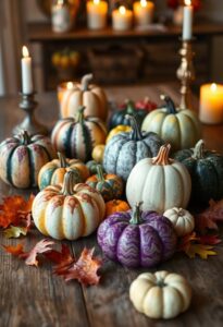 fall pumpkin and gourd decor