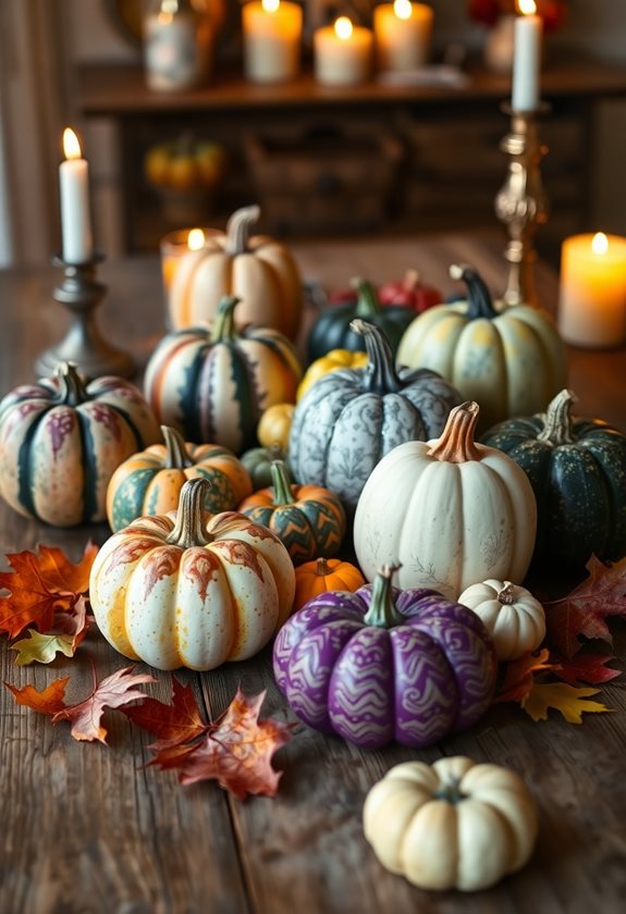 fall pumpkin and gourd decor