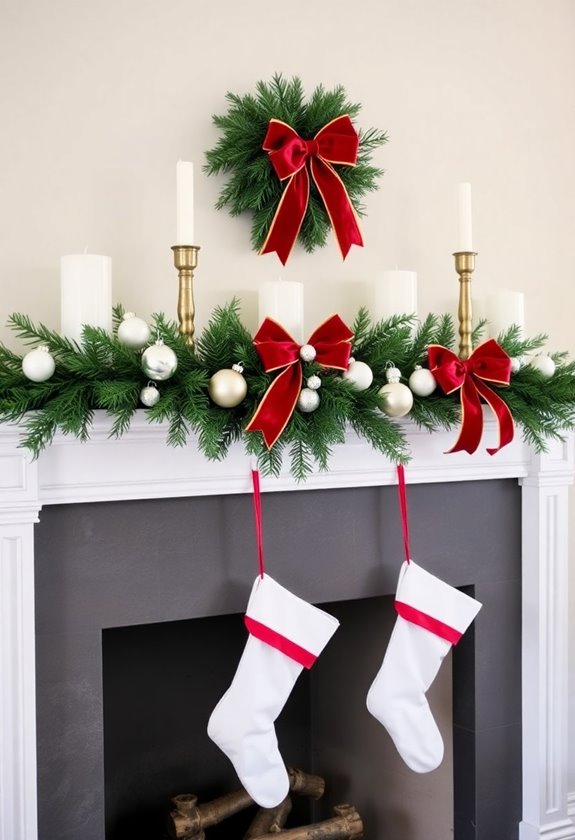 festive fireplace mantel display
