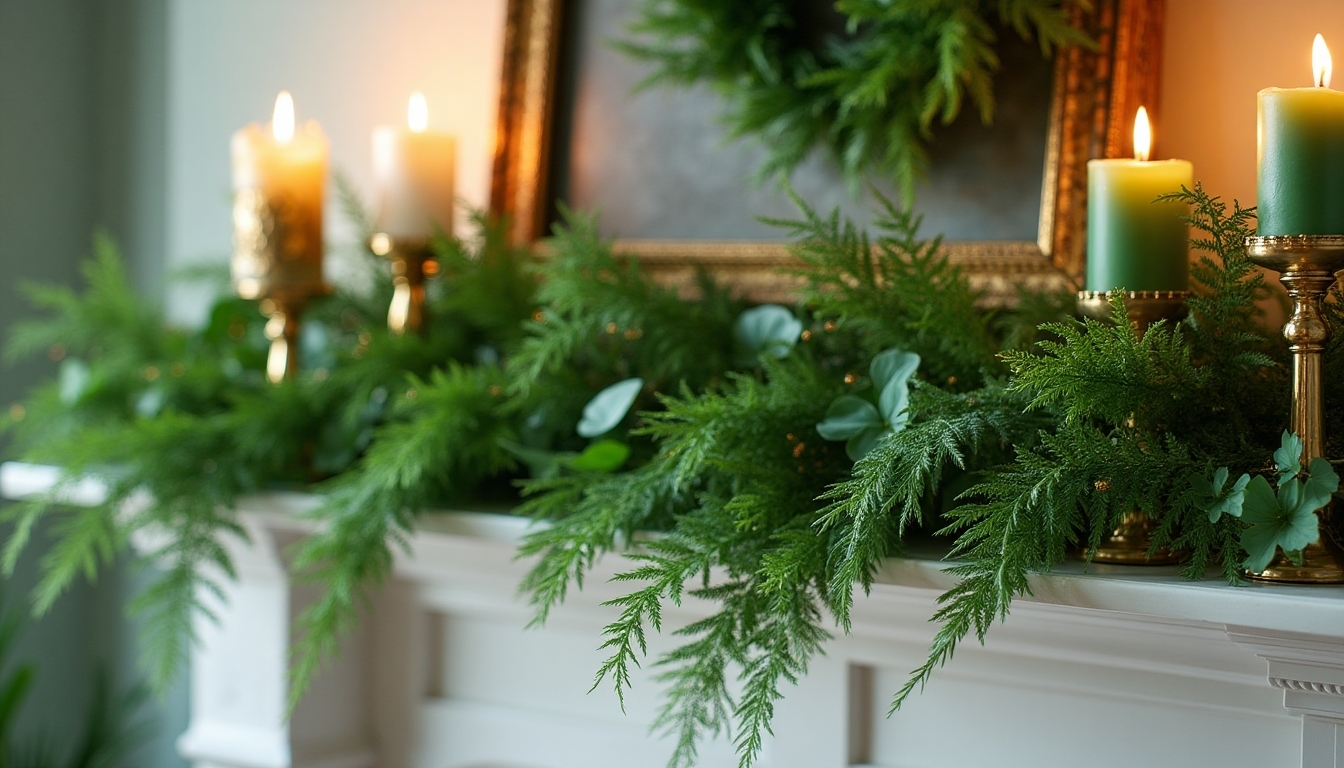 festive green and gold decor