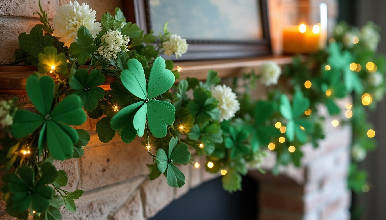 festive paper shamrock garland