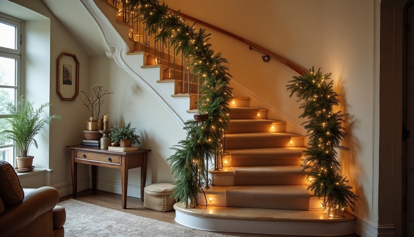 festive staircase holiday decor
